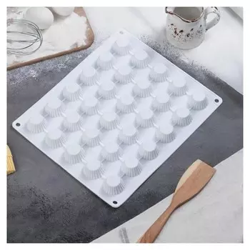 Форма для муссовых десертов и выпечки «Круг. Риб», 28×24 см, 30 ячеек (d=3,3 см), цвет белый