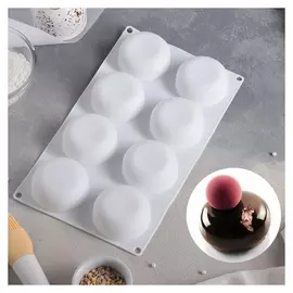 Форма для муссовых десертов и выпечки «Пуэнти», 30×18 см, 8 ячеек (6,6×6,6×3 см), цвет белый