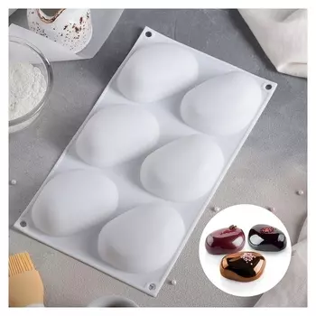 Форма для муссовых десертов и выпечки «Стоун», 30×18 см, 6 ячеек, цвет белый