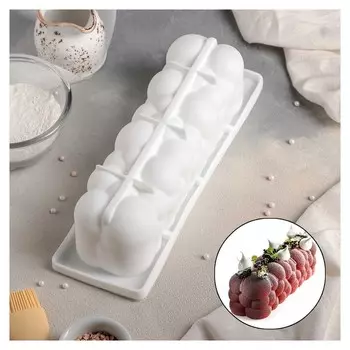 Форма для муссовых десертов и выпечки «Воздушные пузыри», 29×9,5 см (внутренний размер 26×7,5 см), цвет белый