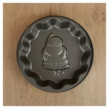 Форма для выпечки доляна «Дед мороз. волнистый круг», 25×4 см, антипригарное покрытие