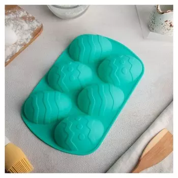 Форма для выпечки доляна «Пасхальные яйца», 27×17 см, 6 ячеек