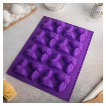 Форма для выпечки доляна «Пасхальный кролик», 30×23 см, 16 ячеек (6×5 см)