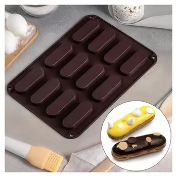 Форма для выпечки «Эклер», 28×21×1 см, 12 ячеек (7,6×2,7×1 см)