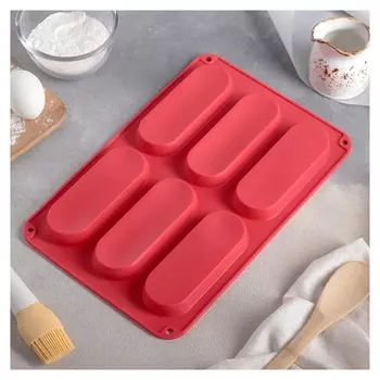 Форма для выпечки «Эклер», 34×22 см, 6 ячеек (14,5×5,5×2 см)