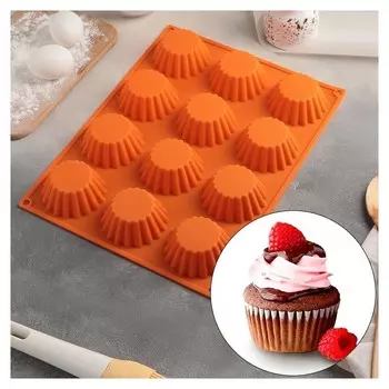 Форма для выпечки «Круг», 35×26 см, 12 ячеек (D=7,5 см, D по дну = 4,7 см)