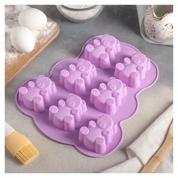 Форма для выпечки «Мишка», 27×24 см, 7 ячеек