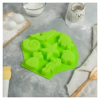 Форма для выпечки «Морские обитатели», 7 ячеек, 26×24×2,5 см
