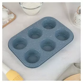 Форма для выпечки "Мрамор. круг", 6 ячеек, антипригарное покрытие