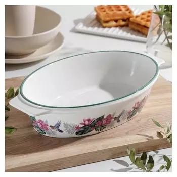 Форма для выпечки овальная доляна «Тропики», 30,5×18 см,цвет белый