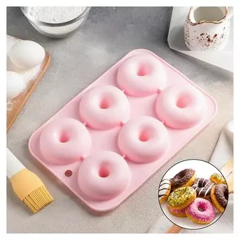 Форма для выпечки «Пончик», 26×18 см, 6 ячеек