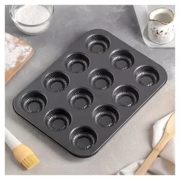 Форма для выпечки «Пудинг», 35×27×3 см, 12 ячеек, антипригарное покрытие