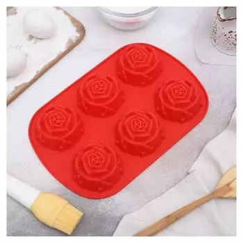 Форма для выпечки «Роза», 26×17,5 см, 6 ячеек
