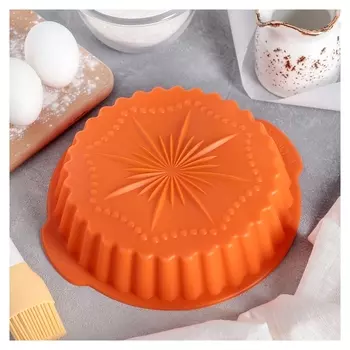 Форма для выпечки с ручками «Рифлёный круг. звезда», D=20 см