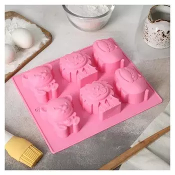 Форма для выпечки «Животные», 20×16 см, 6 ячеек (6,5×4,5 см)