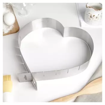 Форма разъёмная для выпечки кексов «Сердце», с регулируемым размером 14,5-26,5 см