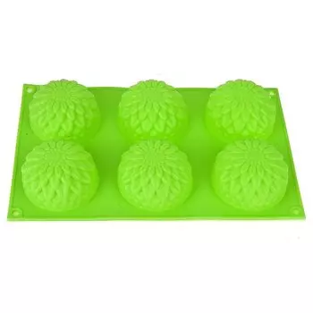 Форма силиконовая для выпечки "Цветочный нектар", 6 ячеек, 29x17,5x4,5 см