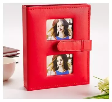 Фотоальбом 200 фото 10х15 см кожзам, красный 23,5х18,5х5,5 см
