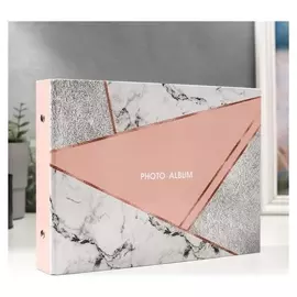 Фотоальбом 25 листов (Уголки+кольца) "Треугольники: мрамор, кожа" 27х19 см