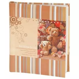 Фотоальбом Brauberg на 10 магнитных листов, 23х28 см, "Плюшевые мишки", коричнево-бежевый