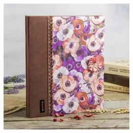 Фотоальбом магнитный 10 листов "Цветочный фон" текстиль 32,5х27,5х4 см