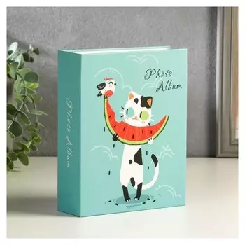 Фотоальбом на 100 фото 10х15 см "Котик с арбузом" 18х14х5,5 см