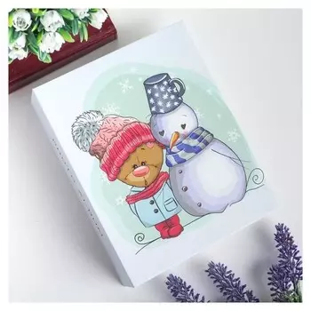 Фотоальбом на 100 фото 10х15 см "Мишка и снеговик" 17,8х14х5 см