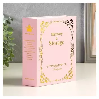 Фотоальбом на 100 фото 10х15 см "Золотые узоры на розовом" 18х14х5,5 см