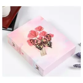 Фотоальбом на 200 фото 10х15 см "Бабочка и цветы" голография, в коробке 26,5х21х5,5 см 506783