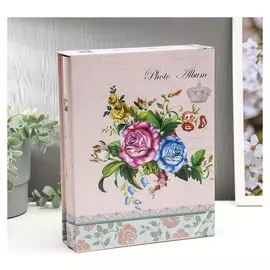 Фотоальбом на 200 фото 10х15 см "Букет и корона" в коробке 26х20,5х5,5 см