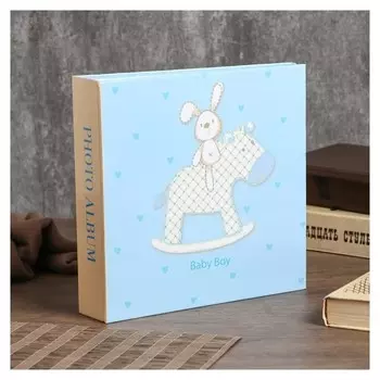 Фотоальбом на 200 фото 10х15 см "Зайчик на лошадке. Для мальчика" бумаж.листы 22,5х22х5 см