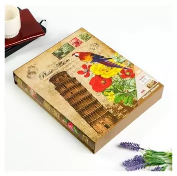 Фотоальбом на 400 фото 10х15 см "Башня. цветы. попугай" в коробке 44х27х5,5 см