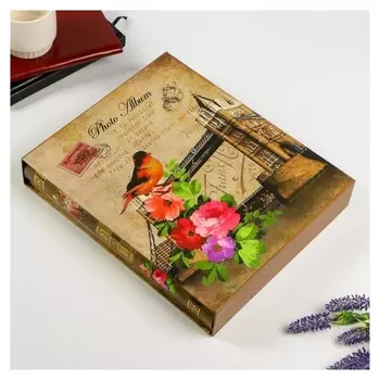 Фотоальбом на 400 фото 10х15 см "Башня. цветы. птица" в коробке 44х27х5,5 см