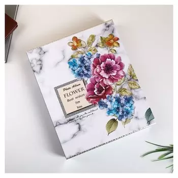 Фотоальбом на 400 фото 10х15 см "Цветы и мрамор" зол.обводка, в коробке 33,5х27,5х5,5см 47641