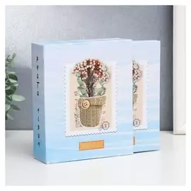 Фотоальбом на 40 фото 10х15 см "Цветы в холщовом горшке" в коробке 17х14х4,5 см