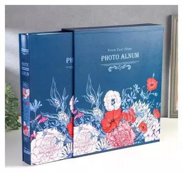 Фотоальбом на 500 фото 10х15 см "Нарисованные цветы" в коробке 33,5х30х6 см