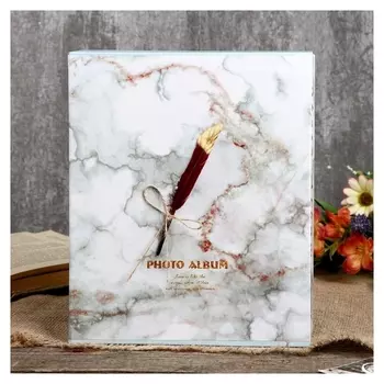 Фотоальбом на 80 фото 10х15 см "Мрамор и перо" в коробке 23х19,5х5 см