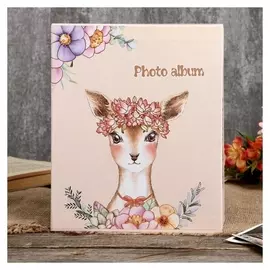 Фотоальбом на 80 фото 10х15 см "Зверек с цветами" в коробке 23х19,5х5 см