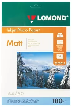 Фотобумага для струйной печати, А4, 180г/м2, 50 л, односторонняя матовая