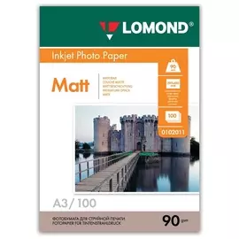 Фотобумага для струйной печати БОЛЬШОГО ФОРМАТА, А3, 90 г/м2, 100 листов, односторонняя матовая, LOMOND