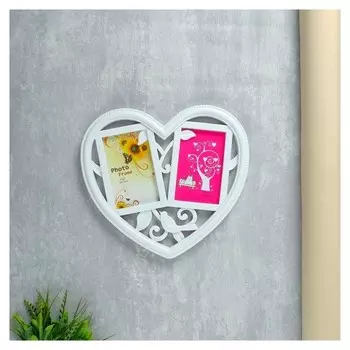 Фоторамка на 2 фото 10х15 см "Птица в сердце", белая