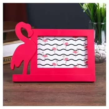 Фоторамка пластик 10х15 см "Фламинго" ярко-розовая 16,7х22,5 см