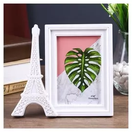 Фоторамка пластик 10х15 см "Эйфелева башня" белая 17,5х19,2 см