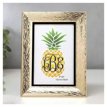 Фоторамка пластик 10х15 см "Кора золотая с чёрной рамкой" 19,7х14,7 см