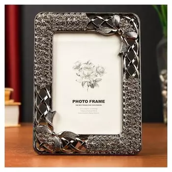 Фоторамка пластик 10х15 см "Россыпь роз и бант" 19,5х14,3 см