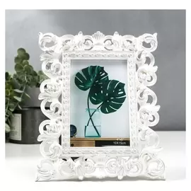 Фоторамка пластик 10х15 см "Розарий" серебро 22х17 см