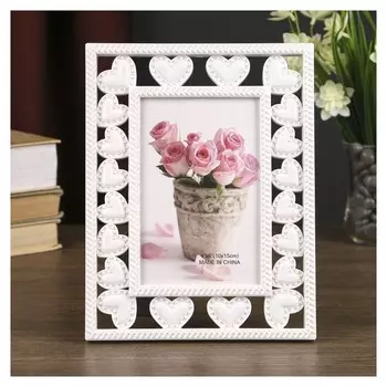 Фоторамка пластик 10х15 см "Сердечность" белая 22,5х17 см
