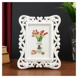 Фоторамка пластик 10х15 см "Завитки" белая 22,5х17 см