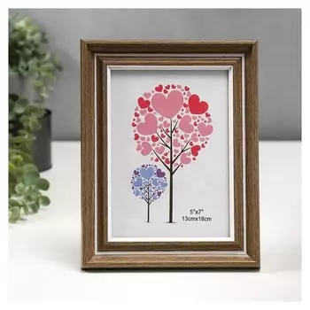 Фоторамка пластик 13х18 см "Классика" шоколад с белой полосой 23х18 см