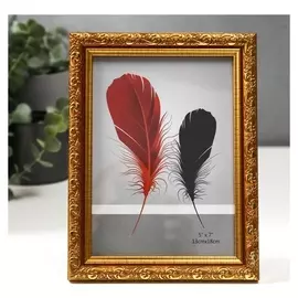 Фоторамка пластик 13х18 см "Валентайн" золотая с золотым рисунком 20,6х15,6 см